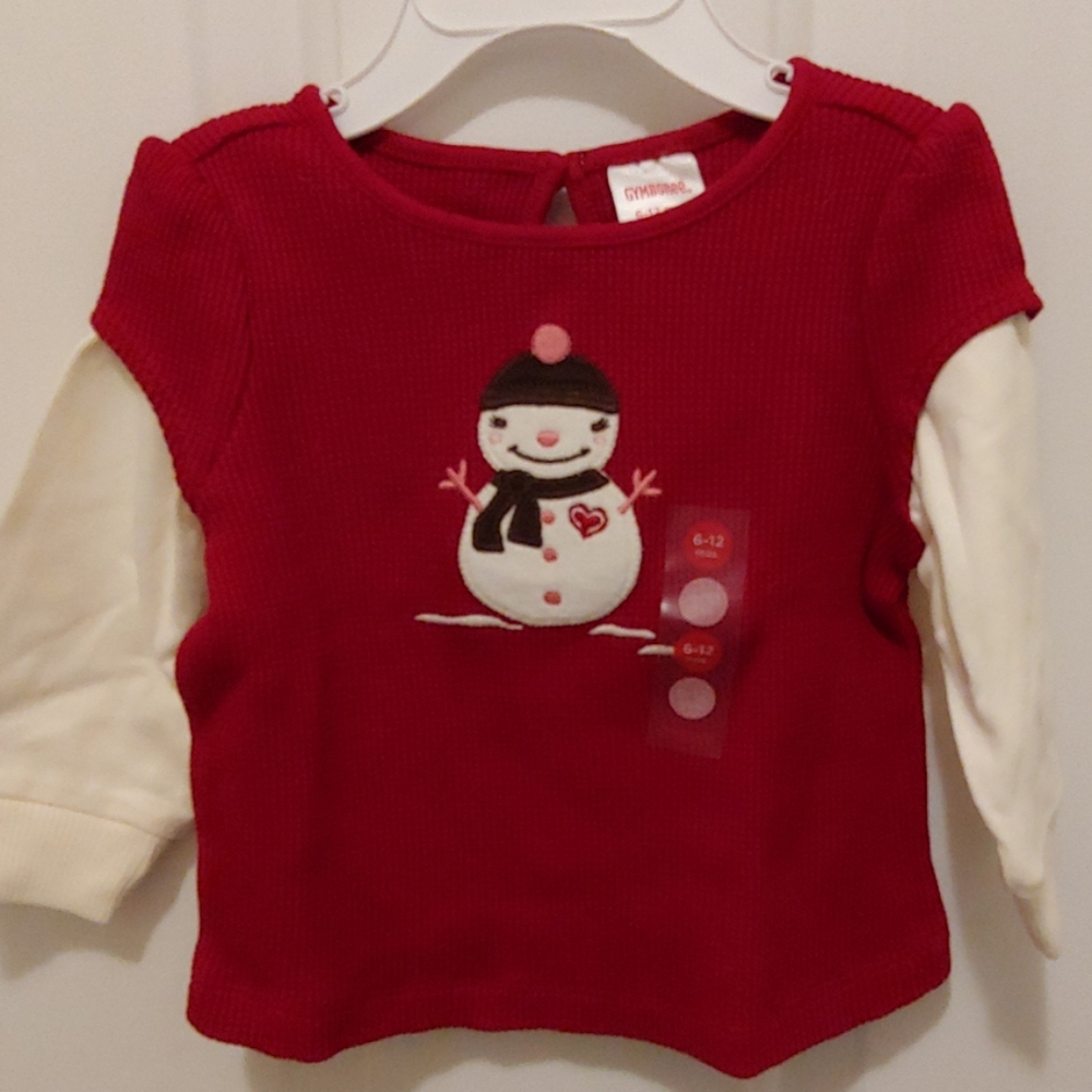 Snowman shirt 6-12 M Girl NWT